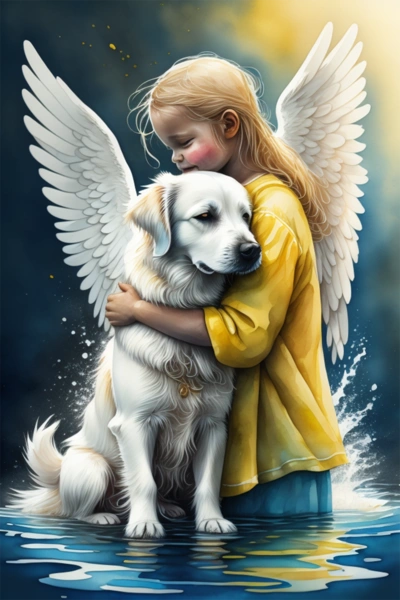 Дівчинка та собака ангел [память загиблим тваринам]