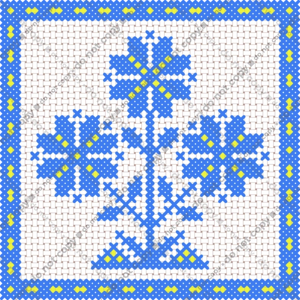 Жовто блакитна вишивка квіти