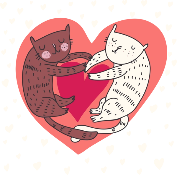 Серце, закохані котики