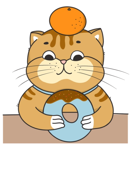 Котик з пончиком та мандариною
