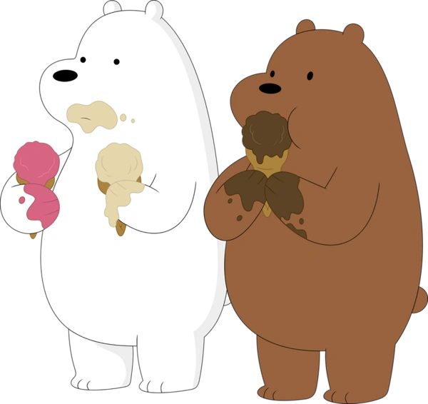 Білий і бурий ведмідь об'їдаються морозивом