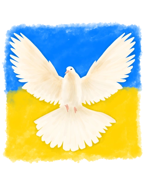 Голуб на тлі прапора України