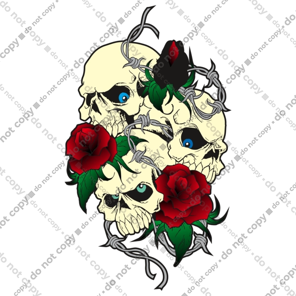 Skulls with roses