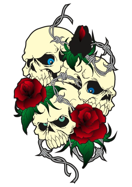 Skulls with roses