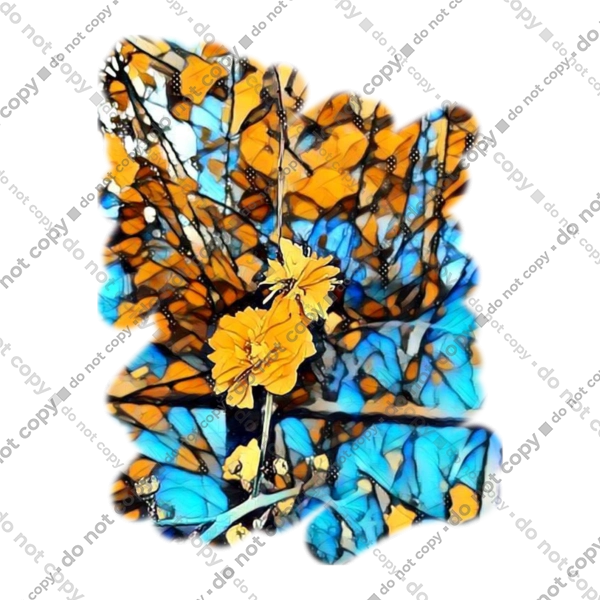 Жовті квіти на синьому фоні