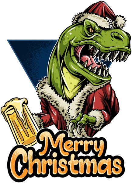 Новорічний динозавр з пивом