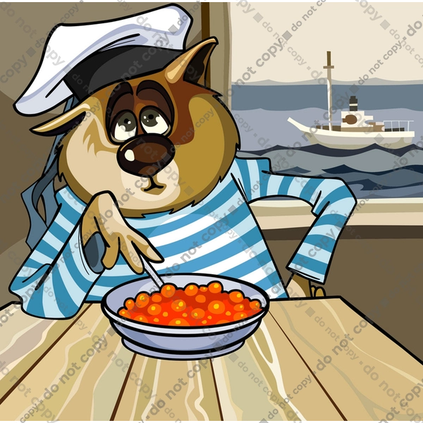 Cat Sailor, On The Ship Eats Red Caviar