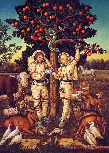 Картина Адам І Єва Космонавти