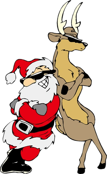 Крутий Санта і олень в окулярах