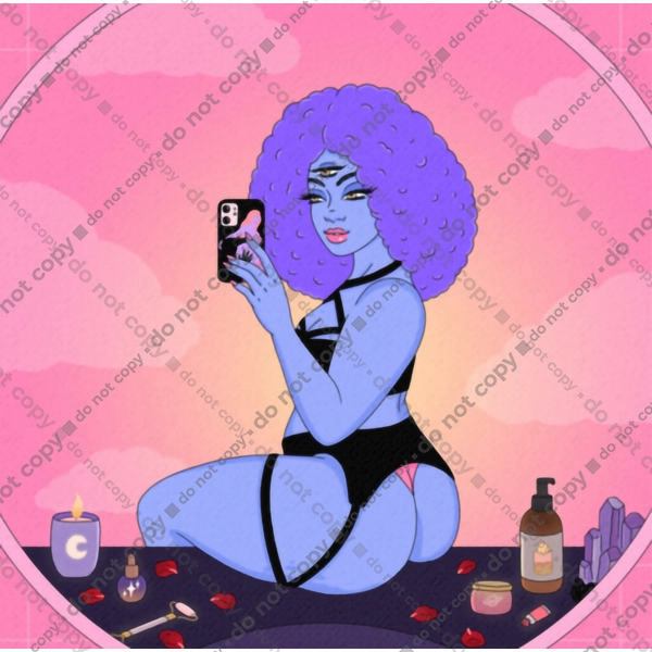 Purple Girl Photo In The Mirror