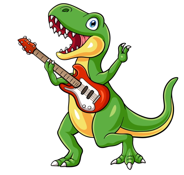 Динозавр грає на гітарі