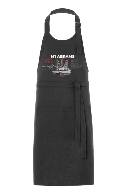 Фартух з принтом "M1 Abrams англійська". Abrams, m1 abrams, залужний, зброя, танк. CustomPrint.market
