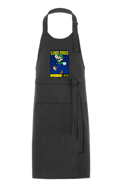 Фартух з принтом "Луїджі Маріо". Mario bros, nintendo, брат, гра, маріо, персонаж. ART принт на футболках