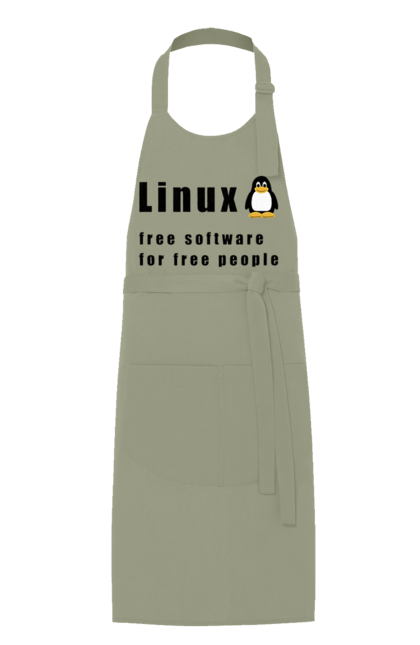 Фартух з принтом "Linux Вільний Для Вільних". Linux, адміністратор, айті, айтішник, безкоштовна, безкоштовно, вільна, доступність, незалежність, операційна система, ос, пінгвін, програміст, програмне забезпечення, свобода, сервер, сисадмін, система, системний адміністратор, софт, текст, чорний. ART принт на футболках