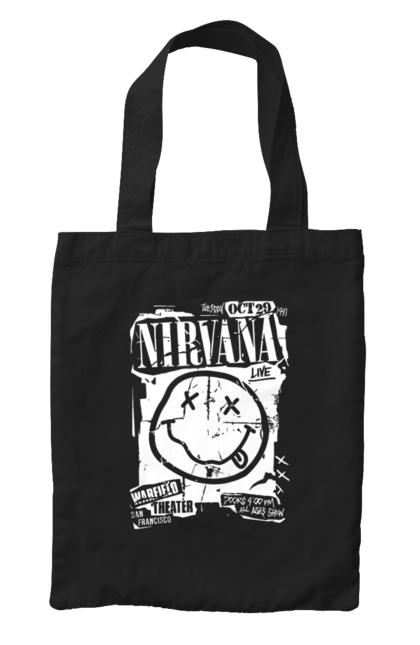 Сумка з принтом "Nirvana San Francisco". Nirvana, важкий рок, любитель музики, меломан, музика, рок н ролл, фанк рок, хард рок. futbolka.stylus.ua