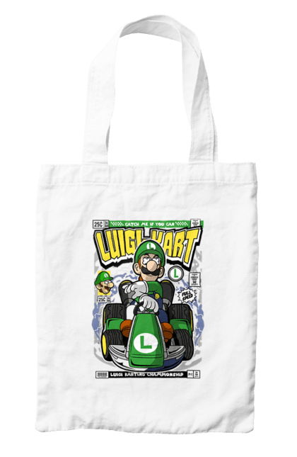 Сумка з принтом "Luigi Karting". Nintendo, playstaion, автомобіль, гра, зелений маріо, луїджі, маріо. Funkotee