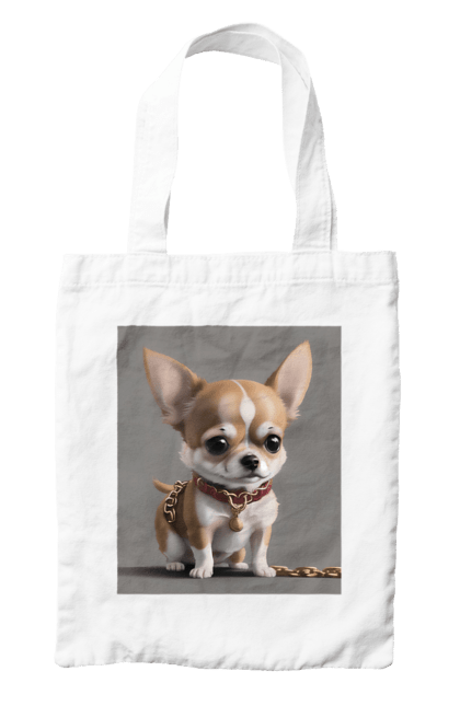 Сумка з принтом "Брутальна чихуахуа". Chihuahua, маленька собака, маленький песик, песик, смішний, смішний пес, смішний песик, собака, собачка, чихуахуа. ART принт на футболках