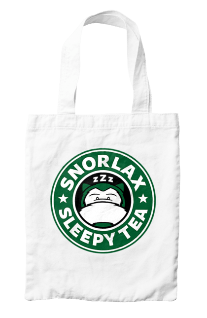Сумка з принтом "Starbucks Снорлакс". Кава, логотип, покемон, снорлакс, старбакс, чай. ART принт на футболках