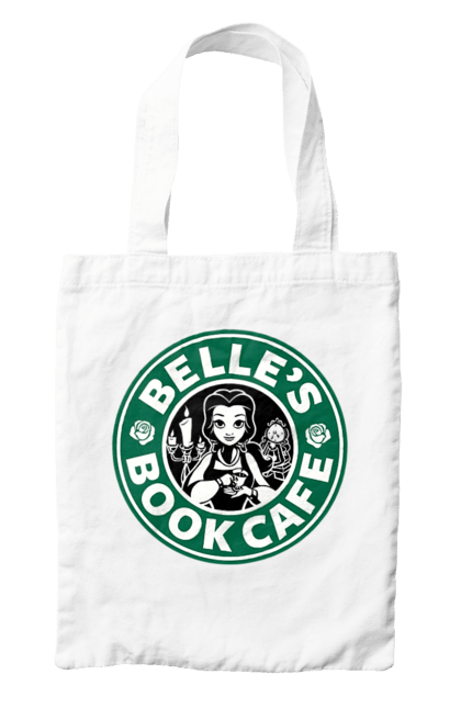 Сумка з принтом "Starbucks Белль". Белль, діснеївська прицеса, дісней, кава, красуня і чудовисько, логотип, мюзикл, старбакс, фільм. ART принт на футболках