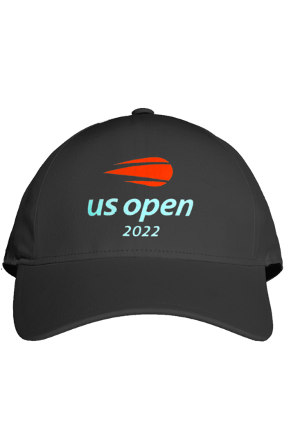Кепка з принтом "Тенісний турнір US Open 2022". Великий теніс, відкритий чемпіонат, гравці, м`яч, нью йорк, призовий фонд, ракетка, турнір на ґрунті, хард, чемпіонат америки. ART принт на футболках