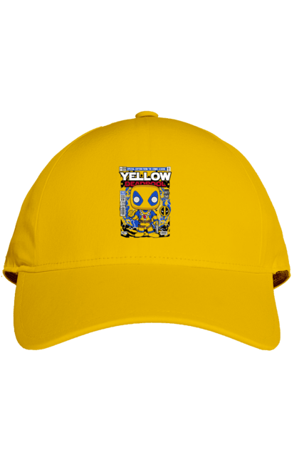 Кепка з принтом "Deadpool Yellow". Басейн, герой, дедпул, дивуватися, комікси, мем, мертвий, плівка. Funkotee