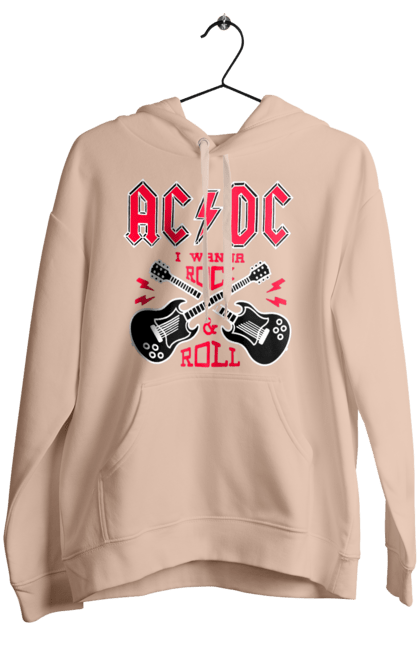 Жіноче худі з принтом "AC DC". Айсідісі, ас дс, гитара, ейсідісі, метал, рок. ART принт на футболках