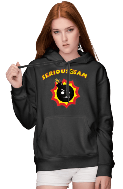 Жіноче худі з принтом "Серйозний сем". Serious sam, бомба, игры, серйозний сем, серьёзный сэм. ART принт на футболках