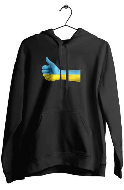 Жіноче худі з принтом "Like". Like, ua, жовтий, рука, синий, україна. CustomPrint.market