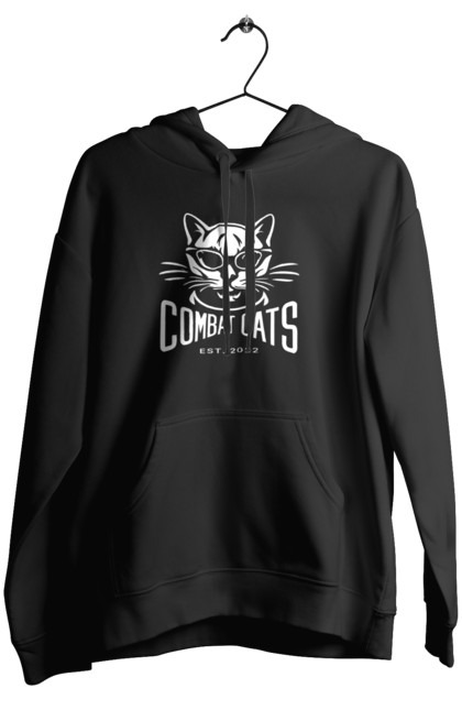 Жіноче худі з принтом "COMBAT CATS logo 2023". Бойові коти, дизайн, мода, стиль, україна. CustomPrint.market