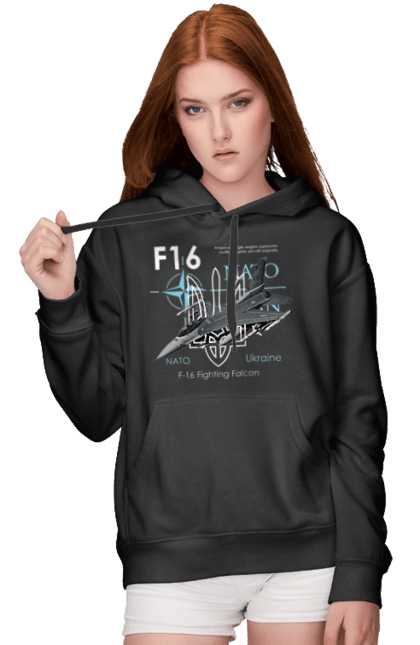 Жіноче худі з принтом "F16". F16, nasams, zuzana, гаубиця, два герби, залужний, сюзанна. CustomPrint.market