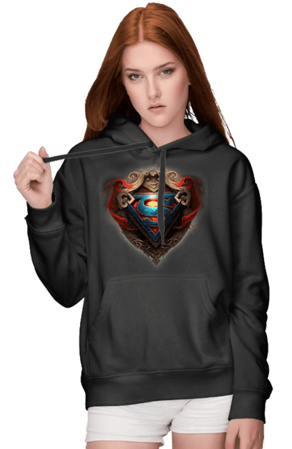 Жіноче худі з принтом "Сімейний герб Супермена". Всесвіт дс, герб, лого, символ, супермен. CustomPrint.market