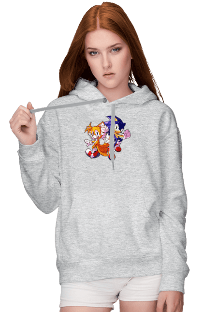 Жіноче худі з принтом "Тейлз и Соник 2". Sega, shadow, sonic, sonic x, x, ежик, игра, наклз, сега, скорость, соник, тейлз, шедоу. CustomPrint.market