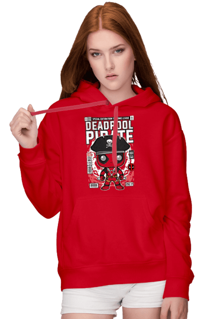 Жіноче худі з принтом "Deadpool Pirate". Басейн, герой, диво, комікси, мем, мертвих, тоталізатор, фільм. Funkotee