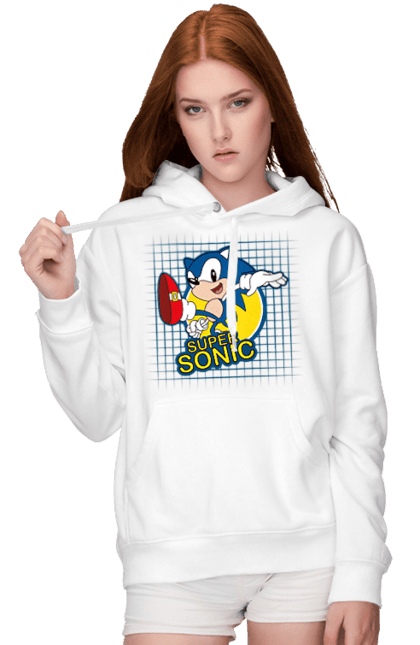 Жіноче худі з принтом "Сонік". Sega, sonic, sonic the hedgehog, відеогра, комікс, мульстеріал, сонік, талисман. CustomPrint.market