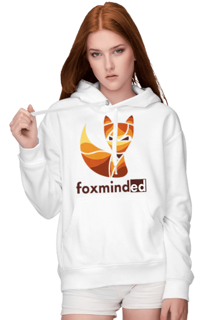 Жіноче худі з принтом "Logo FoxmindEd". Foxminded, лиса, логотип. Магазин фірмового мерчу компанії FoxmindEd
