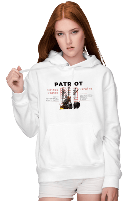Жіноче худі з принтом "Patriot". Caesar, himars, patriot, залужний, зброя. CustomPrint.market