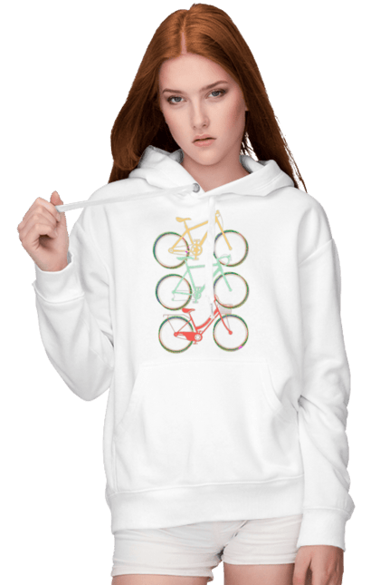 Жіноче худі з принтом "Велосипед". Велик, вело, велогонщик, велосипед, велосипеди, велоспорт, велотуризм, спорт. futbolka.stylus.ua