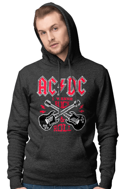 Чоловіче худі з принтом "AC DC". Айсідісі, ас дс, гитара, ейсідісі, метал, рок. Міджорні Арт