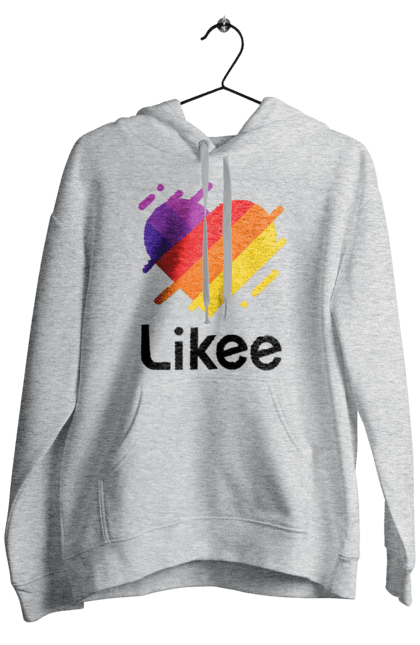 Чоловіче худі з принтом "Likee". Likee, лайки, серце, соціальна мережа. CustomPrint.market