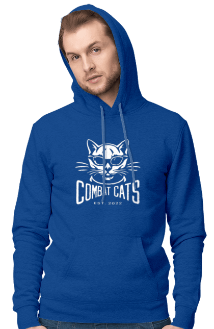Чоловіче худі з принтом "COMBAT CATS logo 2023". Бойові коти, дизайн, мода, стиль, україна. CustomPrint.market