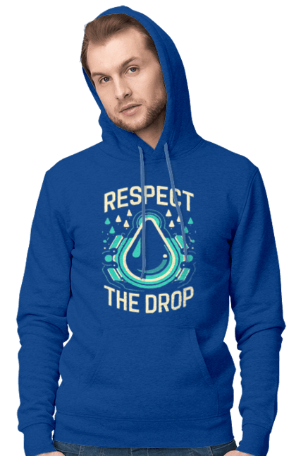 Чоловіче худі з принтом "Respect the Drop". Діджей, мода, музика, стиль, техно. CustomPrint.market