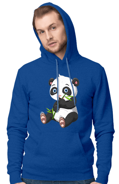 Чоловіче худі з принтом "Малюк панда їсть бамбук". Бамбук, ведмідь, маленька панда, малюк панда, панда їсть бамбук, панта, тварини. Milkstore