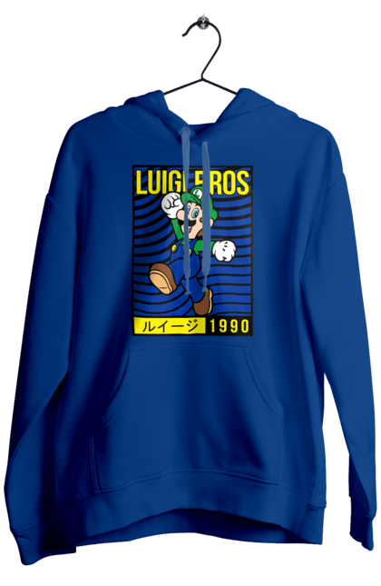 Чоловіче худі з принтом "Луїджі Маріо". Mario bros, nintendo, брат, гра, маріо, персонаж. ART принт на футболках