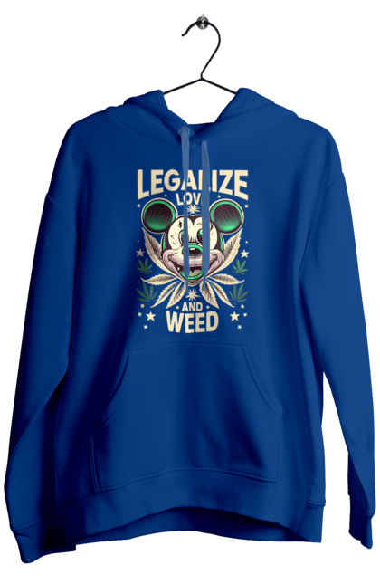 Чоловіче худі з принтом "Legalize Love and Weed". Дізайн, міккі, мода, приколи, стиль. CustomPrint.market