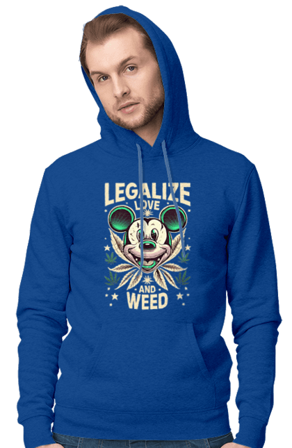 Чоловіче худі з принтом "Legalize Love and Weed". Дізайн, міккі, мода, приколи, стиль. CustomPrint.market