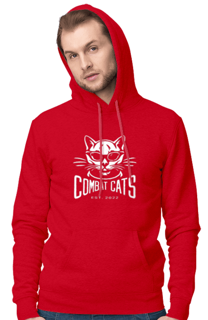 Чоловіче худі з принтом "COMBAT CATS logo 2023". Бойові коти, дизайн, мода, стиль, україна. CustomPrint.market