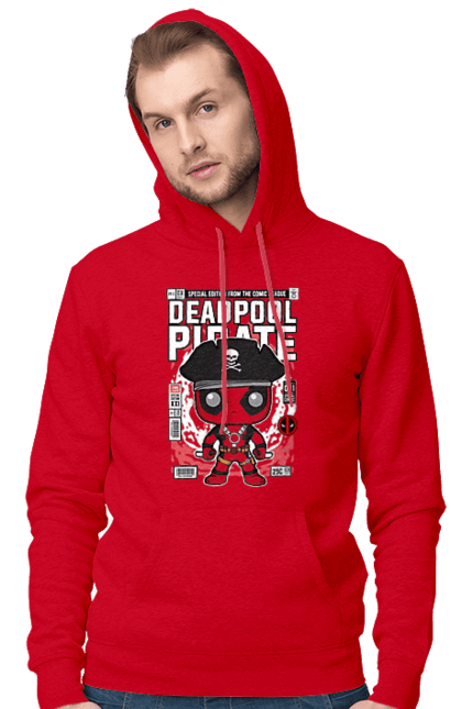 Чоловіче худі з принтом "Deadpool Pirate". Басейн, герой, диво, комікси, мем, мертвих, тоталізатор, фільм. Funkotee