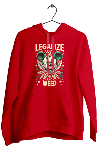 Чоловіче худі з принтом "Legalize Love and Weed". Дізайн, міккі, мода, приколи, стиль. CustomPrint.market