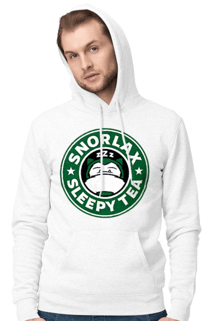 Чоловіче худі з принтом "Starbucks Снорлакс". Кава, логотип, покемон, снорлакс, старбакс, чай. ART принт на футболках