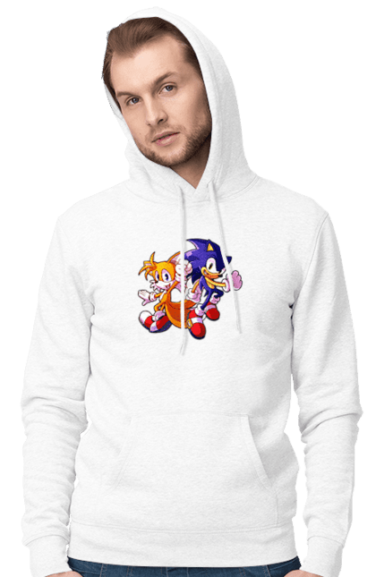 Чоловіче худі з принтом "Тейлз и Соник 2". Sega, shadow, sonic, sonic x, x, ежик, игра, наклз, сега, скорость, соник, тейлз, шедоу. CustomPrint.market